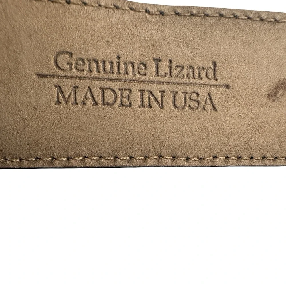 Bespoke Black Genuine Lizard Mens Belt 30 Made in USA 4088 01